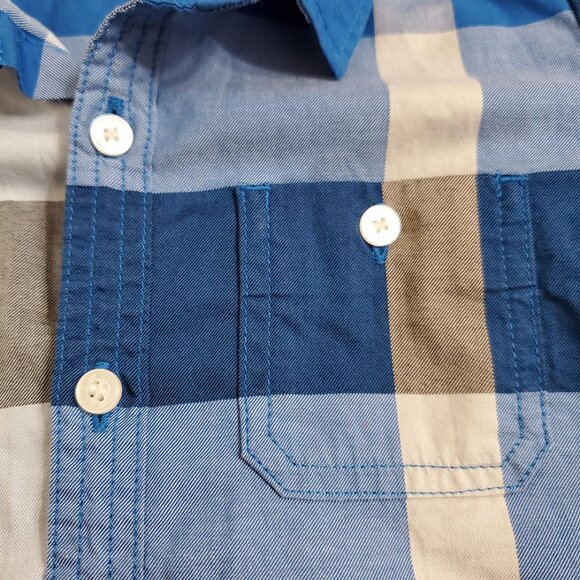 Burberry Toddler Boy Button Down Shirt 18 Months Long Sleeve Plaid Blue Cotton - Picture 5 of 12